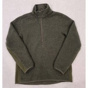 Lululemon Pullover Mens Small Tundra Trek 1/2 Zip Green Sherpa Fleece Wool Blend